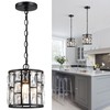 MEXO Modern Crystal Pendant Light,Black Chandelier Light Fixture, Cylinder Adjustable