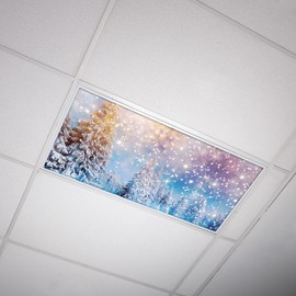 Fluorescent Light Cover for Classroom Ceiling Lights - Premium Backlit Film 2x4 (22.38"x46.5") Florescent Fixture (Pack of 1) School, Office, Sensory, Improve Focus, Eliminate Headaches - Christmas