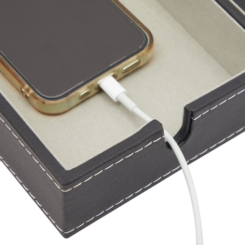 Juvale Leather Valet Catchall Tray for Men with 6 Compartments