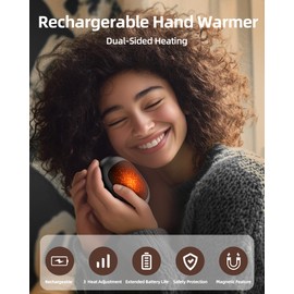 FrSara Hand Warmers Rechargeable, Magnetic Electric Hand Warmer with 4000mAh Last 10 Hours, 3-Level Adjustable Heat, Gift for Outdoors, Camping, Hiking, Skiing, Raynauds & Christmas, Black