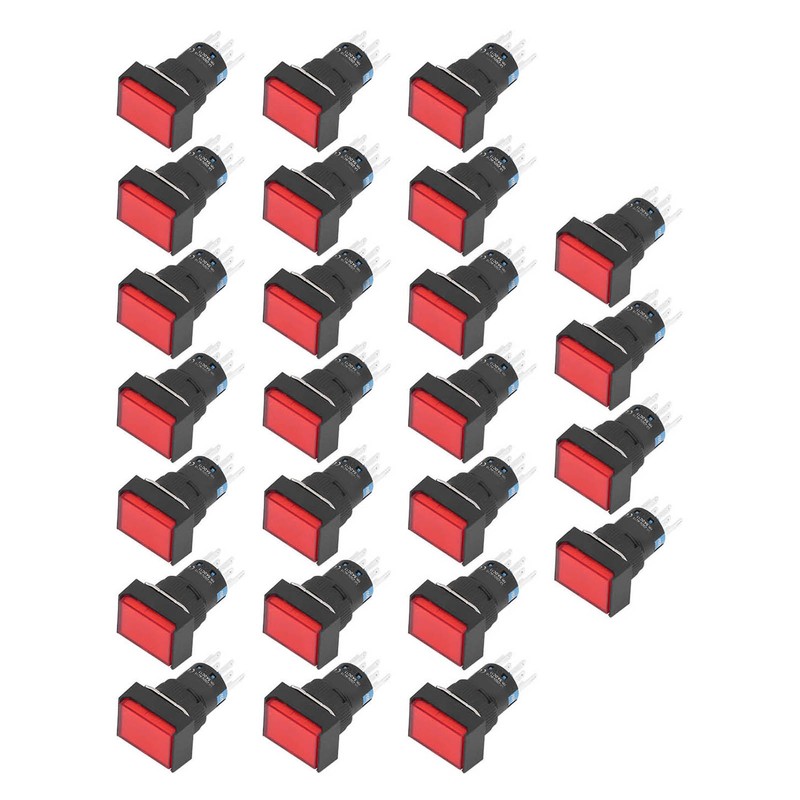 25Pcs Momentary Push Button Switch Self Locking Rectangle with Light