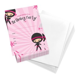 Desert Cactus Ninja Girl 1 Happy Birthday Invitations Invite Cards (25 Count) With Envelopes Boys Girls Kids PartyNinja Girl 1 (25ct)