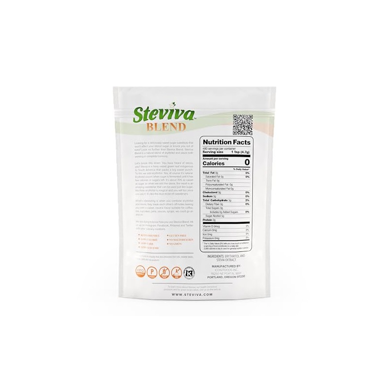 Steviva Blend - Erythritol, Stevia Blend NonGMO Low Carb Sweetener