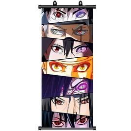 ZPPLD Naruto Poster, Naruto Scroll Picture, Anime Poster Large, Sharingan Poster, Anime Figure Video Game Scroll, Fabric Poster for Wall Decoration, 70 x 30 cm Manga Poster