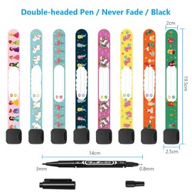 Vicloon Notfall-Armband für Kinder & Marker, 8 Stück Sicherheits ID Armband, Anti verloren Notfallarmband Wasserdichtes Wiederverwendbares für Mädchen Kleinkind Baby