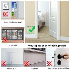 AYNKH Portable Door Lock Latch Upgraded Portable Door Lock Security for Traveling Without Drilling Black Stainless Steel Lock for Home Hotel Dormitory