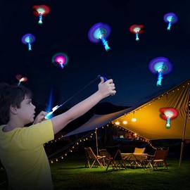 Ynybusi 24 Pcs Slingshot Outdoor Toys,Glow in The Dark Party Favor Toys Rocket with Launcher,LED Light Up Helicopter Toys,Glow Sticks Birthday Christmas Party Favors for Kids 4-8-12 Fidget Bulk Toys