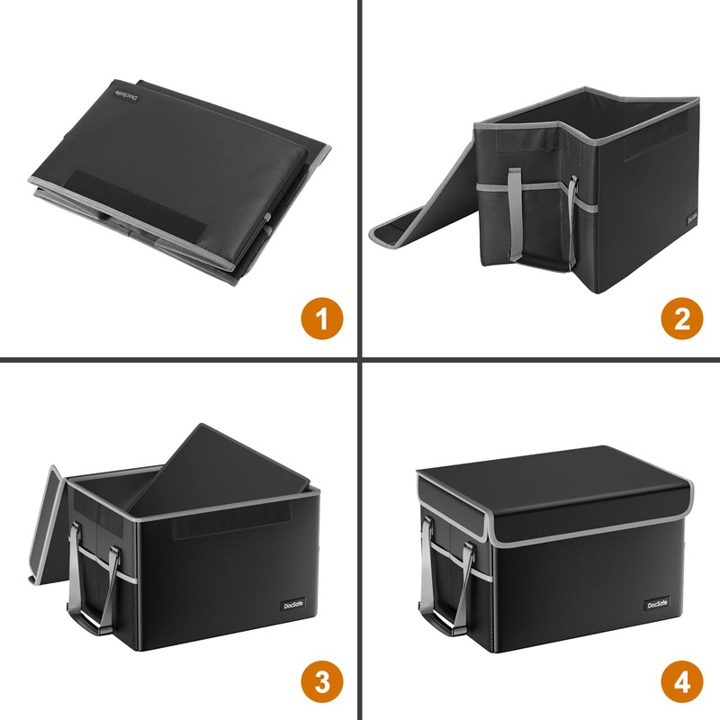 DocSafe File Box Fireproof File Storage Organizer with Lid,Collapsible Document
