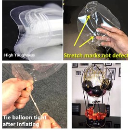 Clear Balloons, 18" Pre Stretched 15 Packs Big Stuffing Crystal Clear Bubble Bobo Balloons for Air or Helium Use