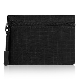 Andibro Mini Canvas Coin Purse, Portable Change Pouch with Zipper Coin Pouch Mini Change Bags for Women (Black)