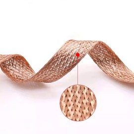 Motor Ground Tape Ends Tin-Plated Length 250 mm, SRJQXH Pack of 2 Universal Automotive Braided Copper Ground Tape, Can be Used for Power Distribution Box, Cable Tray Grounding