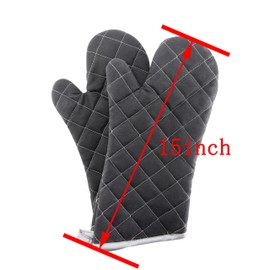 Oven Mitts Flame Retardant Mitts Heat Resistant to 425 °F 15 Inch Kitchen Mitt Black Color 2-Pack