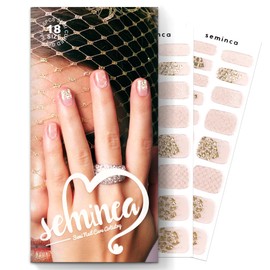 SEMINCA Semi Cured Gel Nail Strips-Salon Quality Semi-Cured Gel Press On Nails Stickers Strengthening Quick DIY Nail Art Manicure Kits for Women at Home 14-Day Wear(Golden Hour)