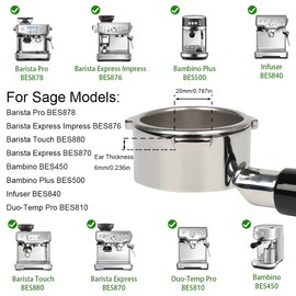 Bottomless Portafilter 54 mm Compatible with Sage/Breville Barista Series 870/878/880 Espresso Coffee Espresso Machines (ABS Handle)