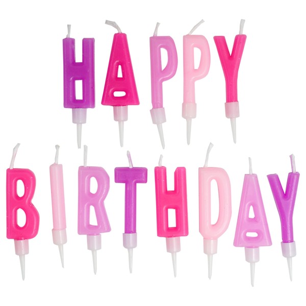 Happy Birthday Letter Candles, Pink & Purple Birthday Candles, Birthday