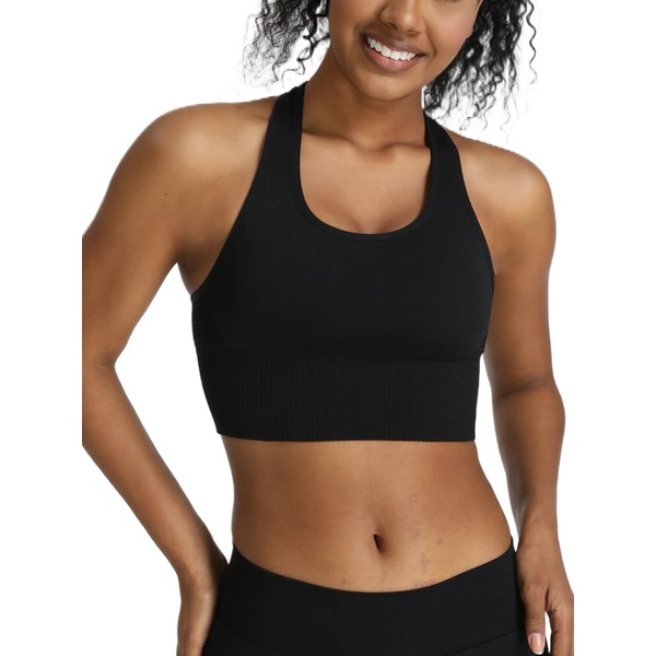 Dymmax Womens Compression Longline Sports Bra High Support Seamless Padded