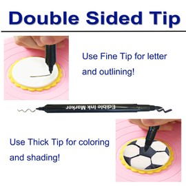 Dual Tips Food Coloring Pens, Food Grade Markers and Gourment Writers, Edible Ink for Decorating, Set of 3, Black, by Edibleink