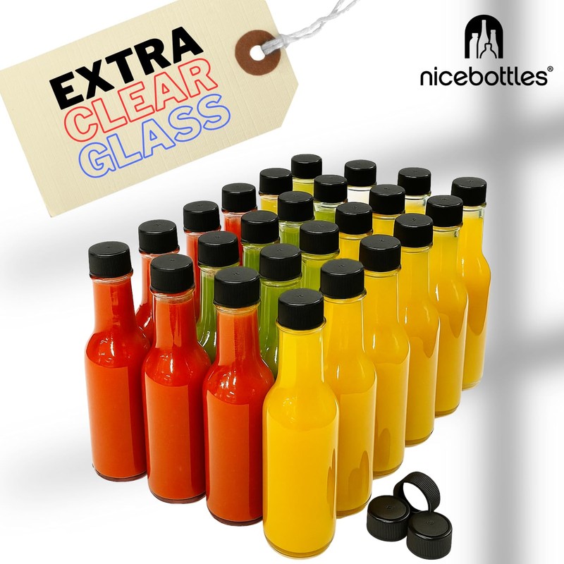 nicebottles Hot Sauce Bottles, 5 Oz - 24 Pack