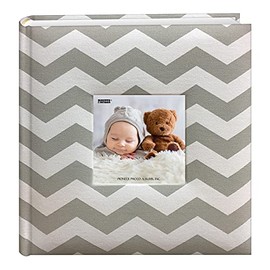 Pioneer Photo Albums Baby Chevron Fabric Frame Cover Photo Album 200 Pockets Hold 4x6 Photos, Gray