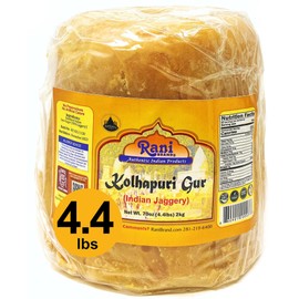 Rani Kolhapuri Gur (Jaggery) 2kg (4.4lbs) ~ Unrefined Cane Sugar, No Color added, Gluten Friendly | Vegan | NON-GMO | No Salt or fillers