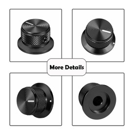XIYANGJUAN 2Pcs Black Top Hat Guitar Knobs 1/4" Aluminium Volume Tone Speed Control Knob for Fender Jazz Precision Bass & Telecaster Guitar Parts (Black)