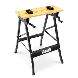 DNA MOTORING Adjustable Workbench - Portable Foldable Multi-Purpose, with Measuring Ruler and Protractor - Ideal for Garage, Home, DIY, and Carpentry,TOOLS-00456