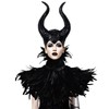 daisen Women's Black Crow Costume Feather Cape Shawl with Horns