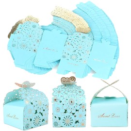 Gift Boxes, Guest Gift, Pack of 50 Candy Gift Boxes, Small Gift Boxes for Filling, Butterfly Gift Box, Flower, Butterfly, Hollow, for Wedding, Birthday, Christmas Parties