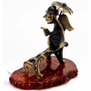 Solid Brass Amber Figurine of City Angel on bench with