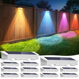 APILAB Fence Lights Solar Powered 12 Pack, 7 Fixed Colors & Color Changing Solar Fence Lights Outdoor, IP65 Waterproof Backyard Decoration for Patio, Deck, Pool, Step