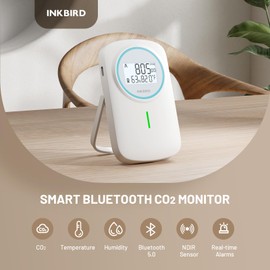 INKBIRD Ndir CO2 Detector Battery Powered Bluetooth | Smart 3 in 1 CO2 Monitor with App | Carbon Dioxide & Temperature & Humidity Air Quality Monitor Indoor | for Home, Office, RV, Grow Tent (IAM-T2)