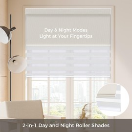 Allesin Zen Cordless Dual Roller Shades with Square Cassette, Double Layer Window Shades, Blackout and Light Filtering, Day and Night Blinds for Home Office Door, Beige Yellow and White, Custom Size