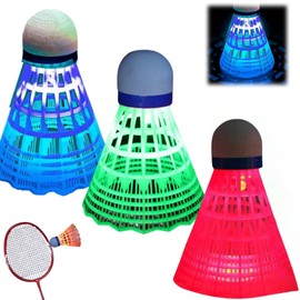 3PCS Led Badminton Shuttlecocks,Led Badminton Glow for Sports Activities,Lumi-Nous Badminton Colorful High Elasticity,Windproof and Dur-Able for Indoor and Outdoor at Night,Light Up Shuttlecocks