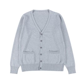 Ailiyumo School Cardigan, Uniform, Girls, High School Students, Knit Cardigan, Thick, Solid, V-Neck, Loose, Student Uniform Cardigan, Women's, School Commute, Spring, Autumn and Winter, gray, M