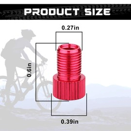 Red Bike Presta Valve Adapter Aluminum Alloy Anodized Bike Tire Inflate Adapter-Convert Presta to Schrader, French/UK to US, MTB Inflatable Connector (5 Pack)