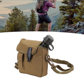 Water Canteen, 1.5L Large Outdoor Water Bottle Portable Flat Adjustable Waist Bag Camping Canteen Leak Proof Reservoir Jug for Hiking Climbing (Khaki)