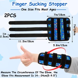 Pack of 2 Thumb Sucking Stoppers for Thumb Sucking, Stop Chewing Fingernails and Stops Chewing, with Fastening, Adjustable Thumb Protection, Anti Fingernails Chewing (Blue Dinosaur)