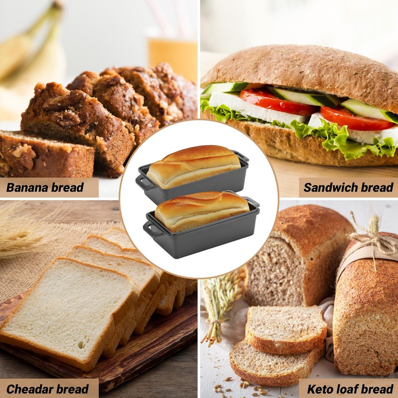 Northriver Casting 9×5 Inch Cast Iron Loaf Pan with Lid