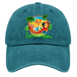 Rogany Jimmy Music Buffett Accessories Hats It is 5 O'clock Somewhere Baseball Hat, Cyan Blue, One Size