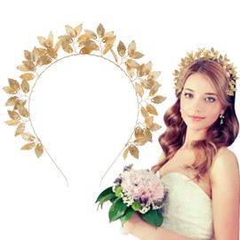 Greek Gold Color Leaf Headbands Goddess Crown Bridal Headband Baroque Vintage Golden Olive Leaves Hair Hoop Roman Leaf Hair Accessories for Women Girls