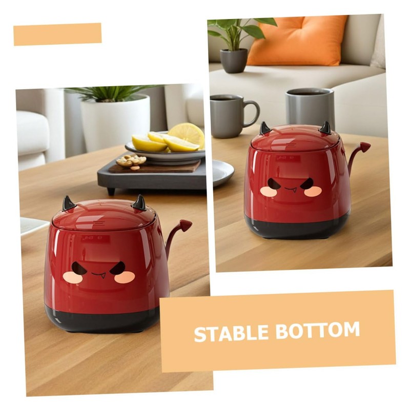 Sosoport Cute Demon Small Desktop Trash Can with Lid Silent