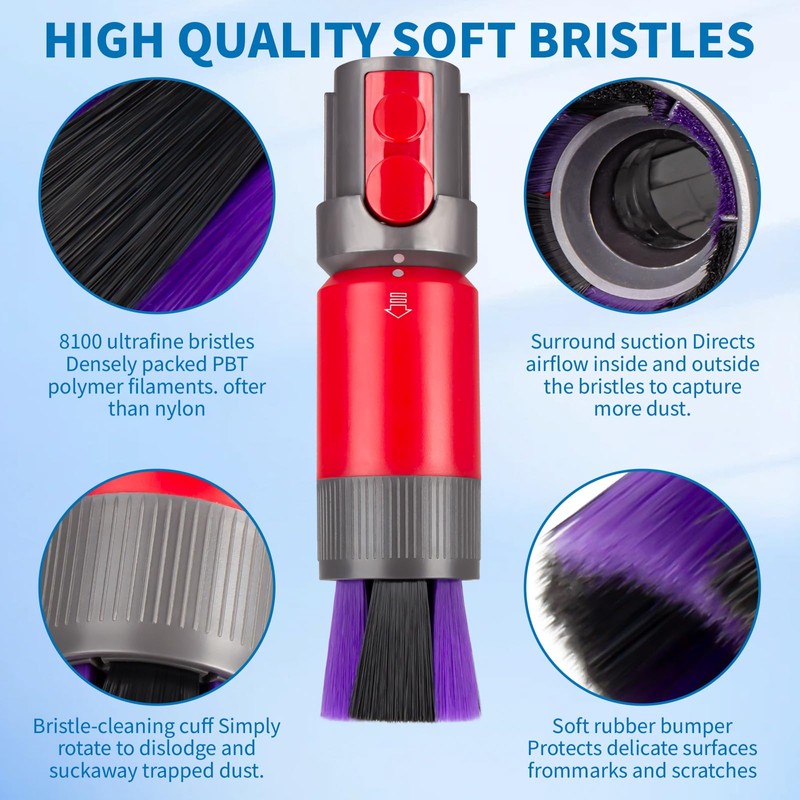 Traceless Dust Brush and Flexible Extension Hose Compatible for Dyson