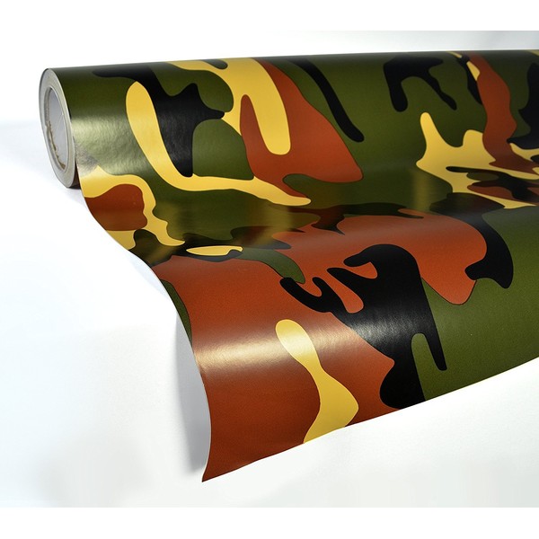 VVIVID Woodland Camouflage Vinyl Wrap Film for DIY No Mess Easy to Install Air-Release Adhesive (3ft x 5ft)
