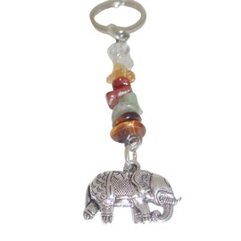 Abundance Elephant Keyring Handbag Charm Gemstones Good Luck Feng Shui Money Success Gift