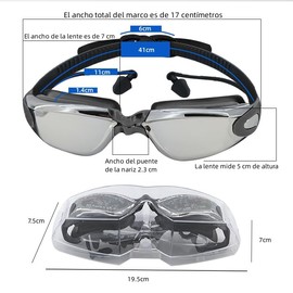 Yarratech Kit de natación 5 en 1 que incluye gafas de natación + gorro de natación + clip nasal + tapones para los oídos Conjunto de bolsa de natación para hombres y mujeres adultos y niños (Negro)
