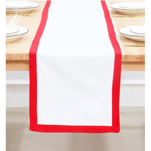 PurpleEssences Table Runner White – 90 inches Long Hemstitch Runner