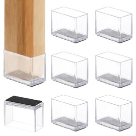 PATIKIL Chair Leg Floor Protector for Hardwood Floors, 8 Pcs Rectangle PVC Felt Fit 1.18" x 0.59" Furniture Leg Cap Furniture Feet Cover Furniture Feet Carpet Small Slider, Transparent