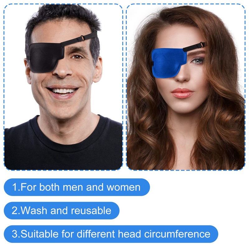 PAGOW 3Pcs 3D Eye Patches for Adults, Adjustable Eyepatch for