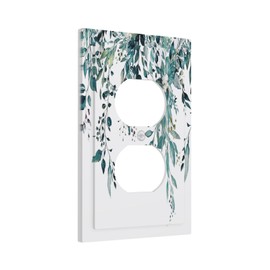 Wpshijia Decorative Outlet Covers Green Eucalyptus Boho Olive Leaves Country Unique 1 Gang Wall Plate Cover Receptacle Duplex Light Switch Cover Plate Single Dual Plug Covers Switchplate