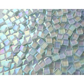 CHICSHIS 330pcs Crystal White Iridescent Mosaic Tiles, 0.4” Mini Square Glass Tiles for Mosaic Craft, Smooth Edge Glass Pieces for Mosaic Making Supplies, Great for Creative Stained Glass Project